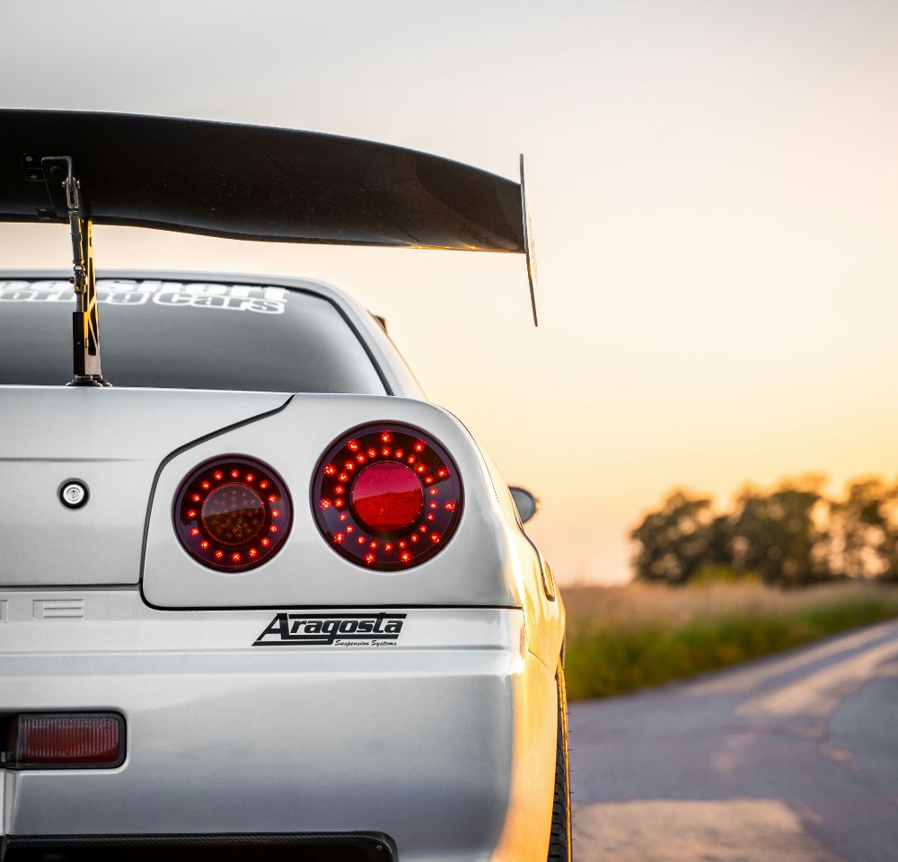 Silver Nissan skyline rear headlights